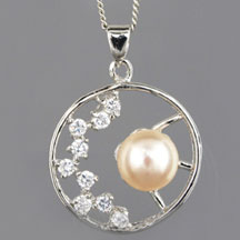 Fashion Freshwater Pearl Pendant, Cherry Blossom