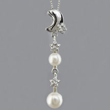 Fashion Freshwater Pearl Pendant, Star and Moon